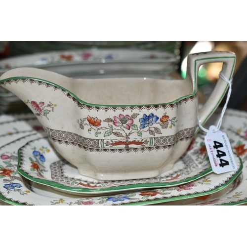 444 - A THIRTY NINE PIECE COPELAND SPODE CHINESE ROSE DINNER SET to include two square lidded tureens, an ... 