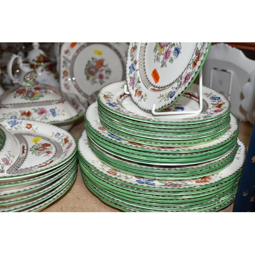 444 - A THIRTY NINE PIECE COPELAND SPODE CHINESE ROSE DINNER SET to include two square lidded tureens, an ... 