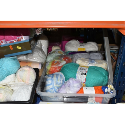 458 - SEVEN BOXES OF WOOL AND A SEW MINI SEWING MACHINE, approximately one hundred balls of wool in a vari... 