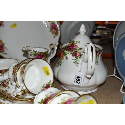 462 - A ROYAL ALBERT 'OLD COUNTRY ROSES' PATTERN TEA SET, comprising one teapot (small chip on handle), ca... 