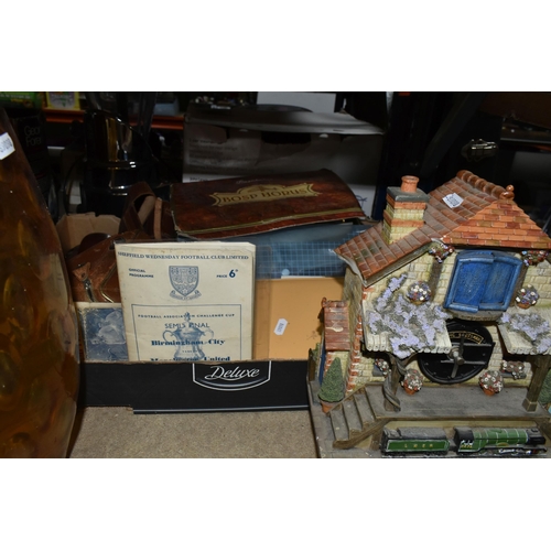 468 - TWO BOXES AND LOOSE MISCELLANEOUS SUNDRIES, to include a large collection of Royal Mail stamp post c... 