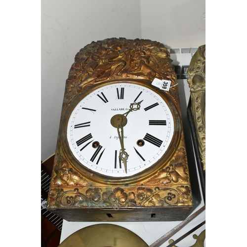 359 - TWO FRENCH COMPTOISE CLOCKS, comprising a Vallade Fils a Angouleme clock with enamel dial and presse... 