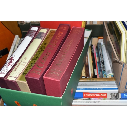 363 - TEN BOXES OF BOOKS to include six Folio Society books comprising The Folio Anthology Humour, The Bes... 