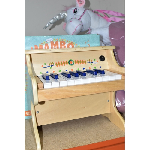 365 - A GROUP OF CHILDREN'S TOYS, comprising a boxed electronic Animambo piano made by Djeco, a large whit... 