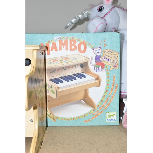 365 - A GROUP OF CHILDREN'S TOYS, comprising a boxed electronic Animambo piano made by Djeco, a large whit... 