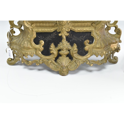 375 - TWO FRENCH MANTEL CLOCKS, comprising an eight day Ormolu clock with pendulum and key, height 39cm, t... 