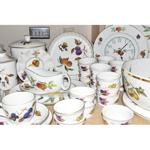 377 - A QUANTITY OF ROYAL WORCESTER 'EVESHAM' PATTERN DINNERWARE, comprising a large centrepiece bowl, dia... 