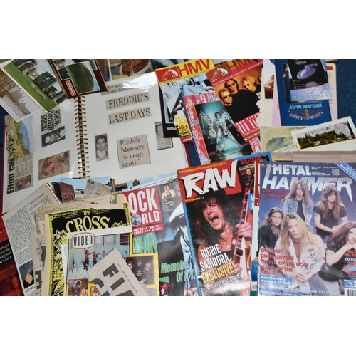 408 - A COLLECTION OF PRESS CUTTINGS AND EPHEMERA ETC., mainly regarding Freddie Mercury, Queen, Def Leppa... 