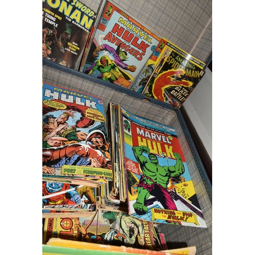 411 - A SUITCASE MOSTLY FULL OF MARVEL UK COMICS, includes Mighty World Of Marvel, Super Spider-Man, Capta... 