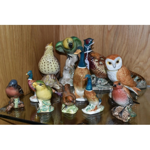 416 - A GROUP OF BESWICK BIRD FIGURES, comprising Pheasant no 1226B, Parakeet no 930 (small chip on base),... 