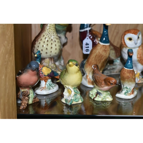 416 - A GROUP OF BESWICK BIRD FIGURES, comprising Pheasant no 1226B, Parakeet no 930 (small chip on base),... 