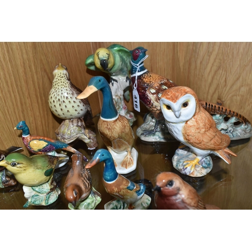 416 - A GROUP OF BESWICK BIRD FIGURES, comprising Pheasant no 1226B, Parakeet no 930 (small chip on base),... 