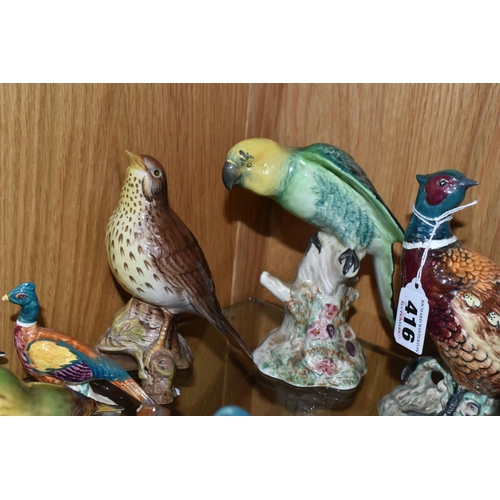 416 - A GROUP OF BESWICK BIRD FIGURES, comprising Pheasant no 1226B, Parakeet no 930 (small chip on base),... 