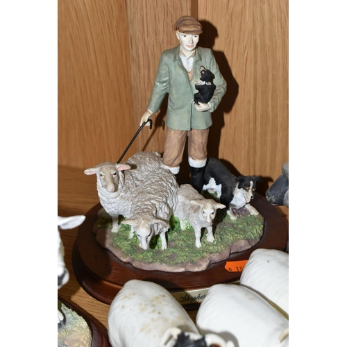 424 - A GROUP OF CERAMICS WITH A FARMING THEME, to include three x Beswick Black Faced Sheep no 1765, a Be... 