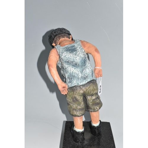 479 - A LIMITED EDITION KEITH PROCTOR 'BZZZ' SCULPTURE, 16/150, height 32cm, figure of a young boy looking... 