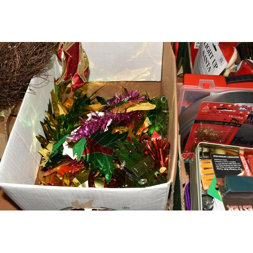 500 - TWELVE BOXES AND LOOSE CHRISTMAS DECORATIONS to include eight mid-century glass Christmas decoration... 