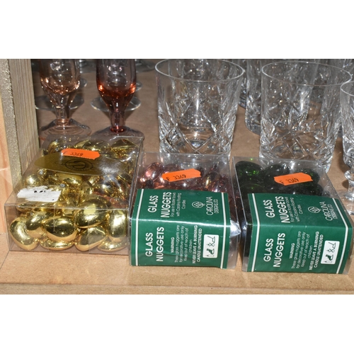 504 - A GROUP OF CRYSTAL AND OTHER GLASSWARES to include two sets of whisky tumblers in for single and dou... 