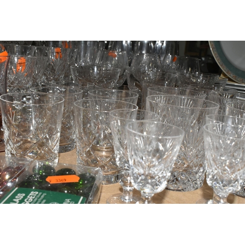 504 - A GROUP OF CRYSTAL AND OTHER GLASSWARES to include two sets of whisky tumblers in for single and dou... 