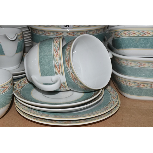 508 - A SIXTY NINE PIECE WEDGWOOD AZTEC DINNER AND TEA SERVICE comprising three oven dishes, a large meat ... 