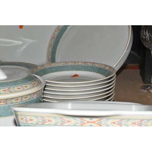 508 - A SIXTY NINE PIECE WEDGWOOD AZTEC DINNER AND TEA SERVICE comprising three oven dishes, a large meat ... 