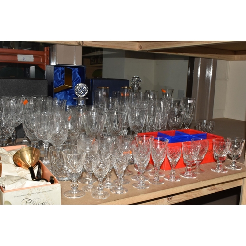 509 - A GROUP OF MAINLY CRYSTAL CUT GLASSES FROM NAMED MANUFACTURERS to include a box of six Dema gilded a... 