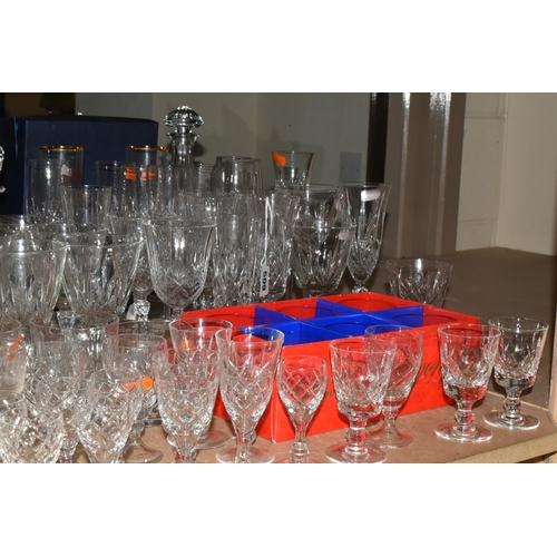 509 - A GROUP OF MAINLY CRYSTAL CUT GLASSES FROM NAMED MANUFACTURERS to include a box of six Dema gilded a... 