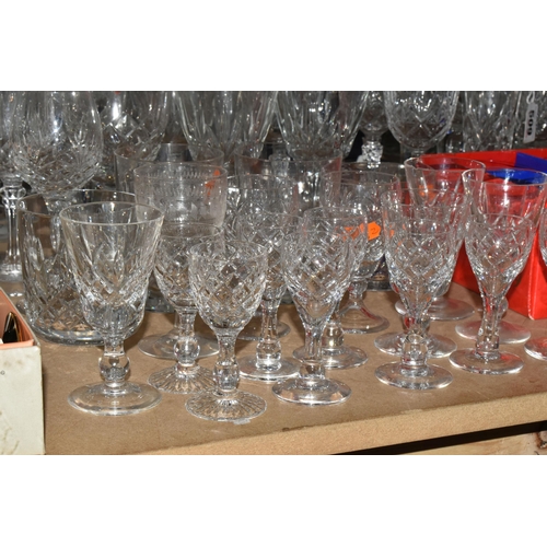 509 - A GROUP OF MAINLY CRYSTAL CUT GLASSES FROM NAMED MANUFACTURERS to include a box of six Dema gilded a... 