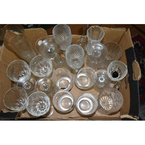 515 - FOUR BOXES AND LOOSE ASSORTED GLASS AND METALWARE to include a Royal Doulton glass vase, a Royal Alb... 