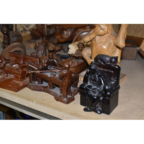 519 - A COLLECTION OF TREEN, comprising six carved wood wall plaques carved signature to the back 'SamL' (... 