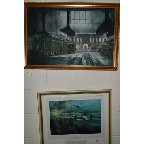 541 - ROBERT TAYLOR 'THE 'DAMBUSTERS', a print depicting the raid carried out by 617 Squadron, signed by A... 