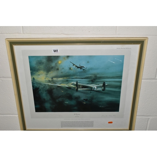 541 - ROBERT TAYLOR 'THE 'DAMBUSTERS', a print depicting the raid carried out by 617 Squadron, signed by A... 