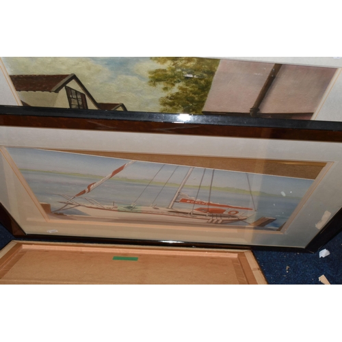 543 - A QUANTITY OF PICTURES AND PRINTS ETC, to include a modern watercolour of a Yacht by Bill Waldron, a... 