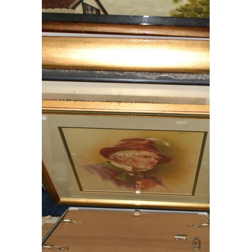 543 - A QUANTITY OF PICTURES AND PRINTS ETC, to include a modern watercolour of a Yacht by Bill Waldron, a... 