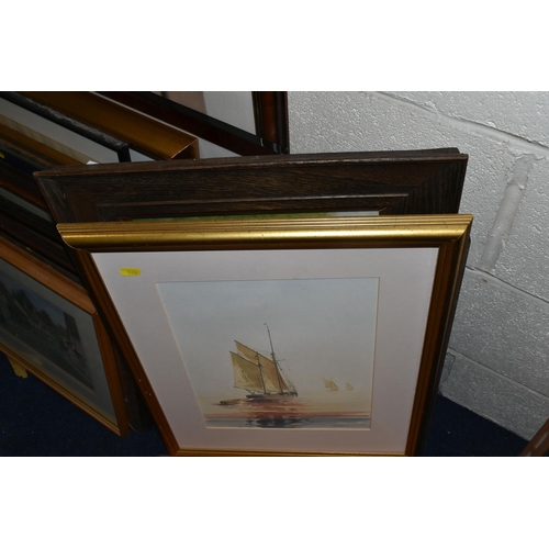 543 - A QUANTITY OF PICTURES AND PRINTS ETC, to include a modern watercolour of a Yacht by Bill Waldron, a... 