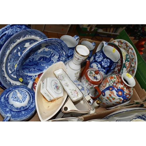 554 - FOUR BOXES OF MIXED CERAMICS AND GLASSWARE, to include Royal Stafford 'Roses to Remember' tea set no... 