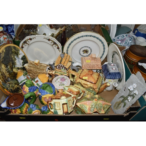 554 - FOUR BOXES OF MIXED CERAMICS AND GLASSWARE, to include Royal Stafford 'Roses to Remember' tea set no... 