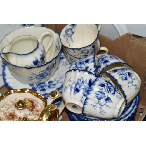 554 - FOUR BOXES OF MIXED CERAMICS AND GLASSWARE, to include Royal Stafford 'Roses to Remember' tea set no... 