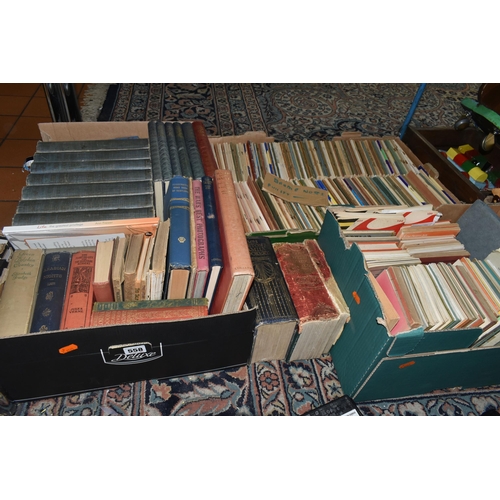 558 - THREE BOXES OF VINTAGE BOOKS AND NOTES ON ENGLISH TEXT, to include Brodie, Shakespeare, Charlotte Br... 