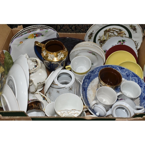 560 - FOUR BOXES OF CERAMICS, to include a large quantity of Johnson Brothers 'Summer Chintz' pattern dinn... 