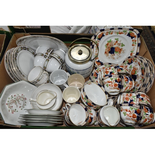 560 - FOUR BOXES OF CERAMICS, to include a large quantity of Johnson Brothers 'Summer Chintz' pattern dinn... 