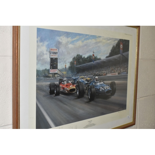 571 - ALAN FEARNLEY 'A CLOSE FINISH', A SIGNED LIMITED EDITION PRINT, depicting the 1969 Italian Grand Pri... 