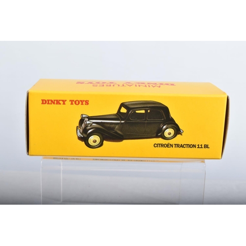 13 - EIGHT BOXED ATLAS EDITIONS REPRODUCTION FRENCH DINKY TOYS FRENCH CAR MODELS, Citroen Traction 11BL, ... 