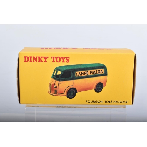 14 - SEVEN BOXED ATLAS EDITIONS REPRODUCTION FRENCH DINKY TOYS MODELS, Peugeot Forgon Tole 'Lampe Mazda',... 