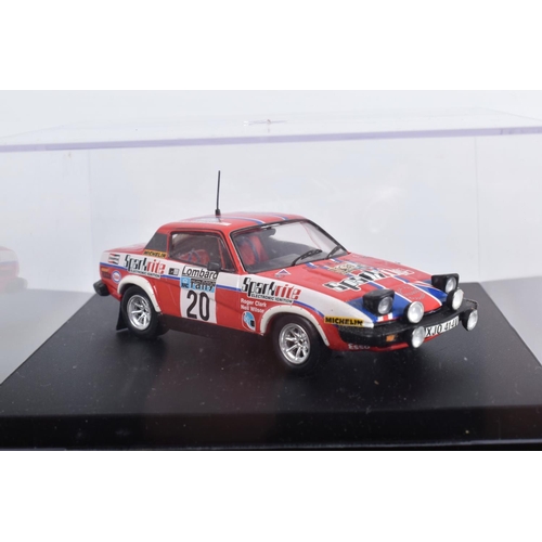 18 - SEVEN BOXED TROFEU 1/43 SCALE DIECAST TRIUMPH TR7 SPORTS CAR MODELS, to include three assorted rally... 