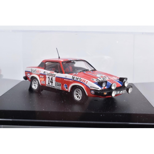 18 - SEVEN BOXED TROFEU 1/43 SCALE DIECAST TRIUMPH TR7 SPORTS CAR MODELS, to include three assorted rally... 