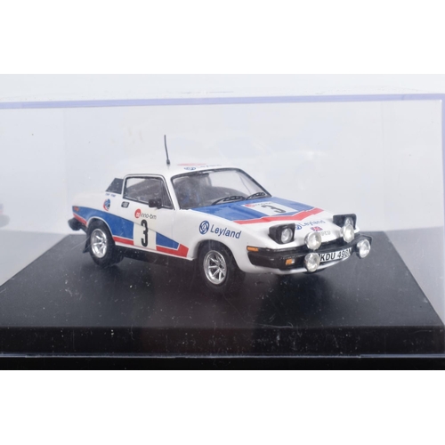 18 - SEVEN BOXED TROFEU 1/43 SCALE DIECAST TRIUMPH TR7 SPORTS CAR MODELS, to include three assorted rally... 