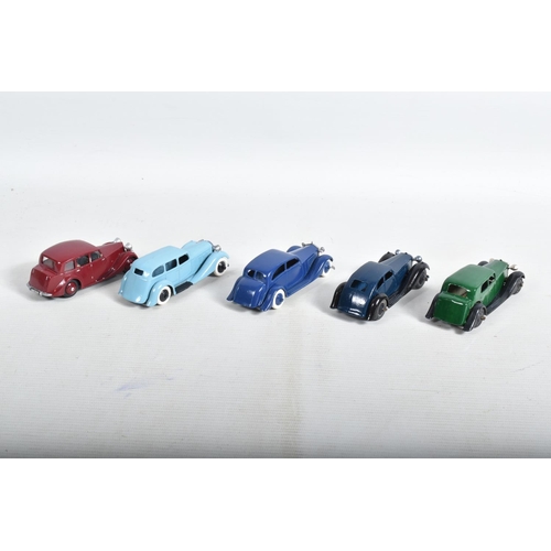 20 - A COLLECTION OF REPAINTED AND RESTORED EARLY POSTWAR MAINLY DINKY TOYS CARS, all have been finished ... 