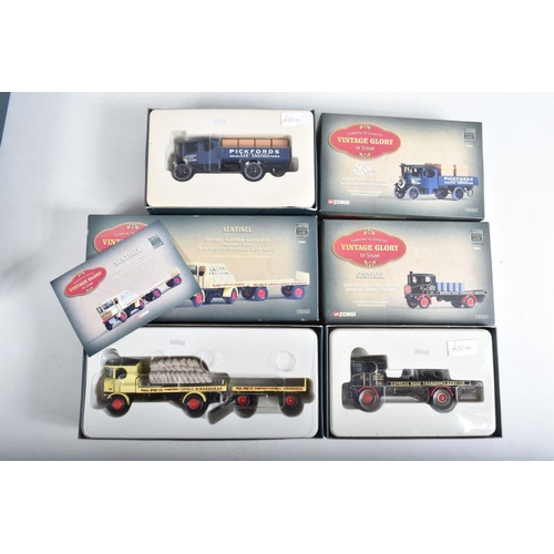 26 - A TRAY OF FIVE BOXED 1/50 SCALE CORGI VINTAGE GLORY OF STEAM DIECAST MODEL VEHICLES, the first is a ... 