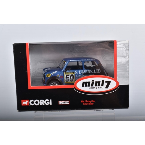 28 - FIFTEEN BOXED LIMITED EDITION CORGI MINI 7 RACING CLUB DIECAST MODEL VEHICLES, the first is a Mini 7... 