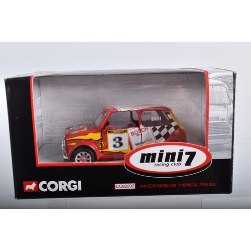 28 - FIFTEEN BOXED LIMITED EDITION CORGI MINI 7 RACING CLUB DIECAST MODEL VEHICLES, the first is a Mini 7... 